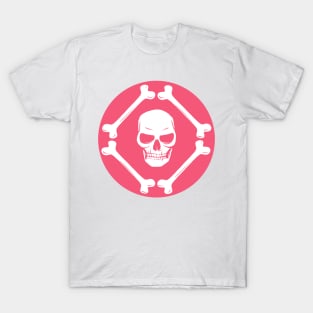 Skull and bones pattern white & sweet pink T-Shirt